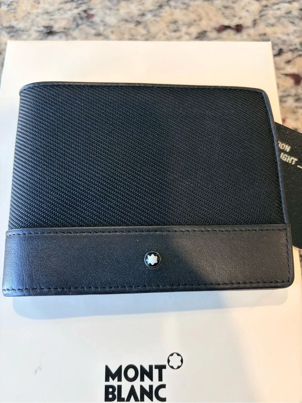 Montblanc NightFlight Black Leather & Textured Fabric Bifold Wallet
